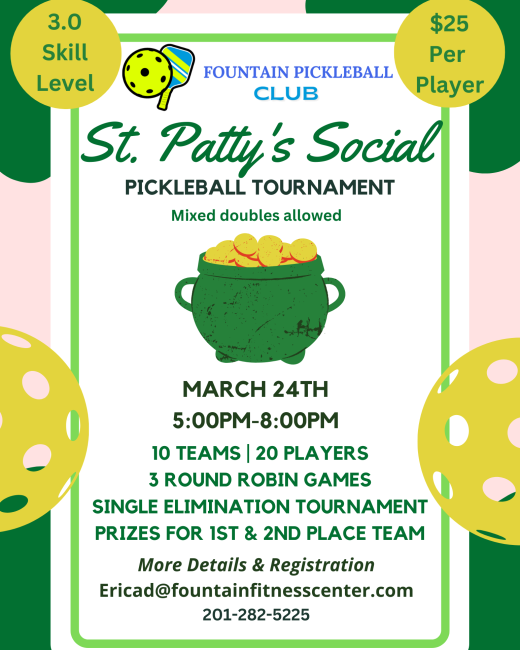 St. Patty’s Pickleball Tournament St. Patty's Pickleball Tournament
